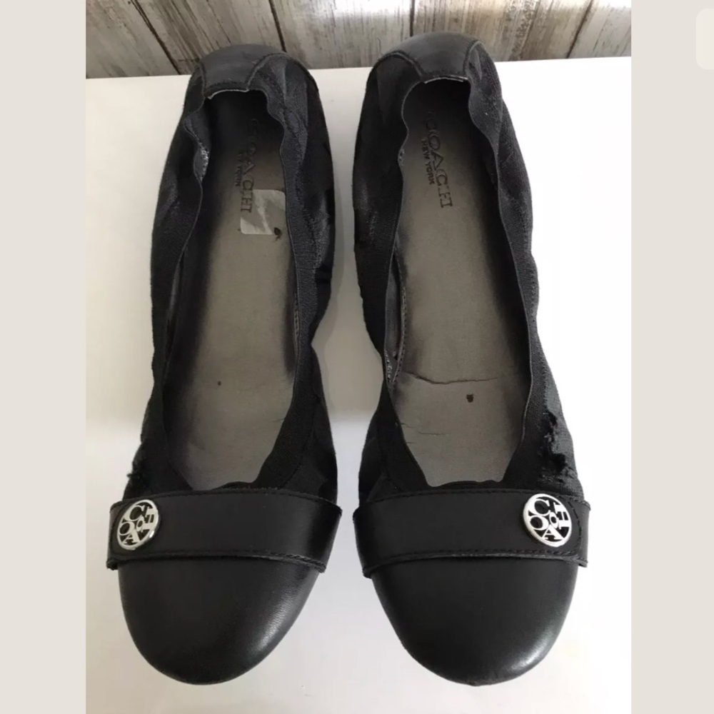 Coach Black Signature Jacquard CHELSEY Flats SZ 8